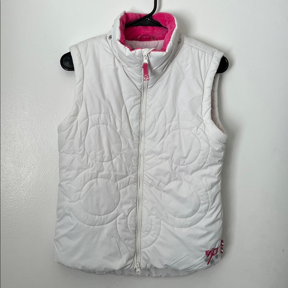 Weatherproof Garment Co White & Pink Quilted Puffer Ski Vest Kids Size 12 - Picture 14 of 16